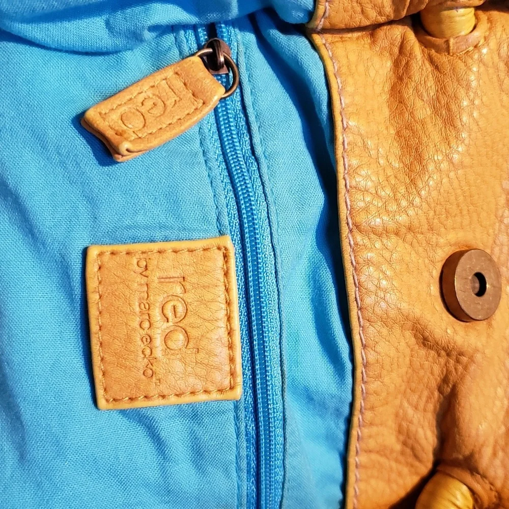 Vintage 'Red' by Marcecko Yellow And Blue Fabric Hobo Style Bag
